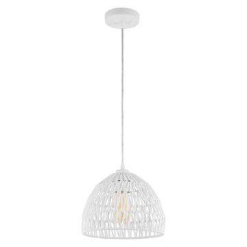 Campana 20" Bohemian Modern Woven Rattan/Iron LED Pendant